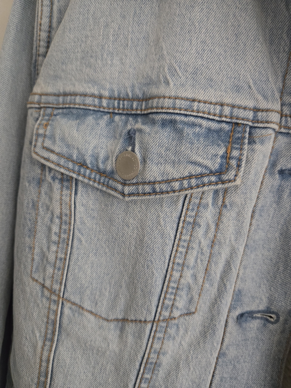 Universal Thread Faux Sherpa Collar Lining Denim Jacket Blue Unisex XL EUC - Picture 6 of 13